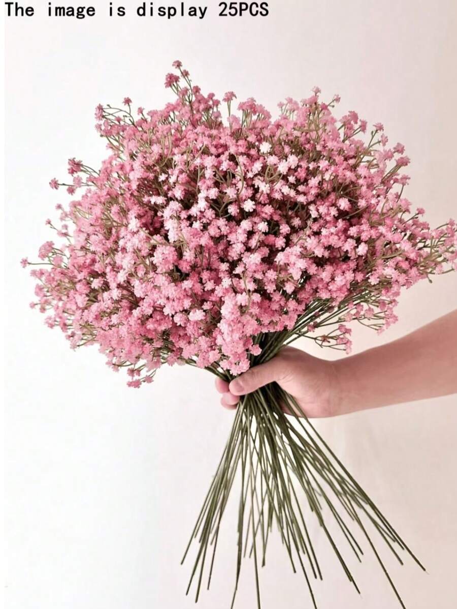 5 piezas de Flor artificial de Gypsophila rosa, que incluye ramos a granel de respiración de bebé de plástico falso de múltiples ramas, adecuado para decoración del hogar, decoración de mesa, arreglos de jarrones, decoraciones florales DIY para bodas y festivales, decoración de habitación