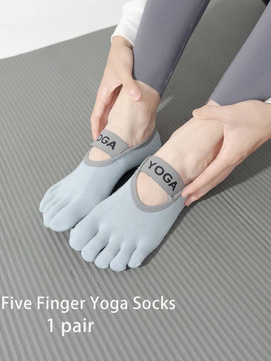 1 Pair Yoga Toe Socks For Women, Five Finger Socks For Indoor Fitness, Dancing, Workout, Non-Slip Grip, Shock Absorbent, Pilates Socks