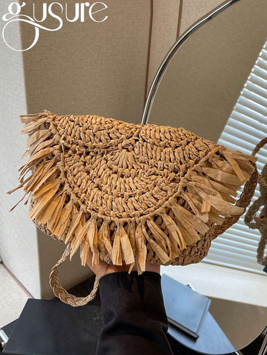 Bolso cruzado de macramé hecho a mano con borlas para mujer, bolso vintage, bolso de viaje, bolso para teléfono, bolso femenino, bolso de hombro, bolsos de paja para el verano hechos a mano con borlas, bolsos de playa 2025 de rafia y ratán trenzado, bolsos de hombro cruzados de vacaciones, embragues