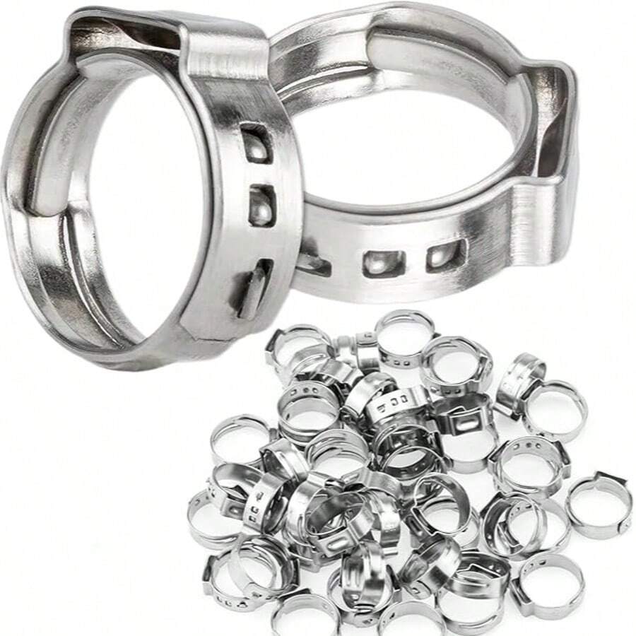 Pex Clamps, 50pcs 1 Inch 304 Stainless Steel PEX Cinch Crimp Rings Pinch Clamps For PEX Tubing Pipe Fitting Connections