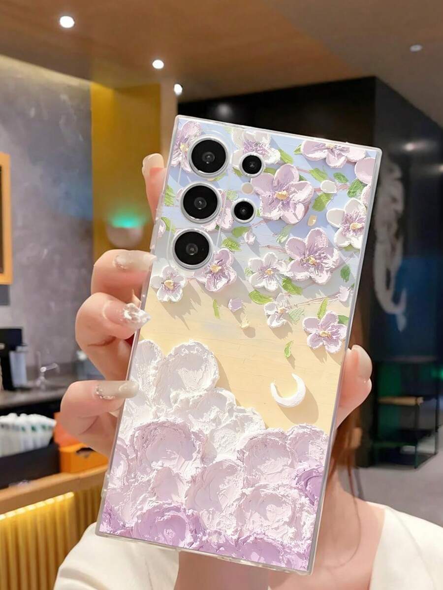 1 szt. Artystyczny obraz olejny z kwiatowym nadrukiem Przezroczysty miękki futerał na telefon Kompatybilny z Galaxy A04e/12/A13/A14/A34/A50/A52/A53/A54/S21/S22/S23/S24/S25/S25 Ultra