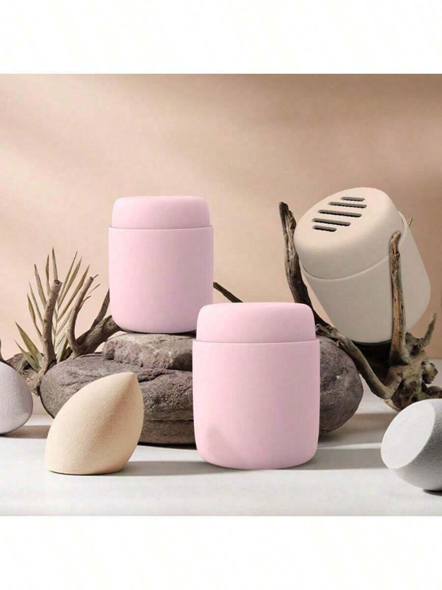 Portable Beauty Egg Organizer Silicone Dustproof Powder Puff Sponge Tray Makeup Eggs Drying Dispenser Carrying Case