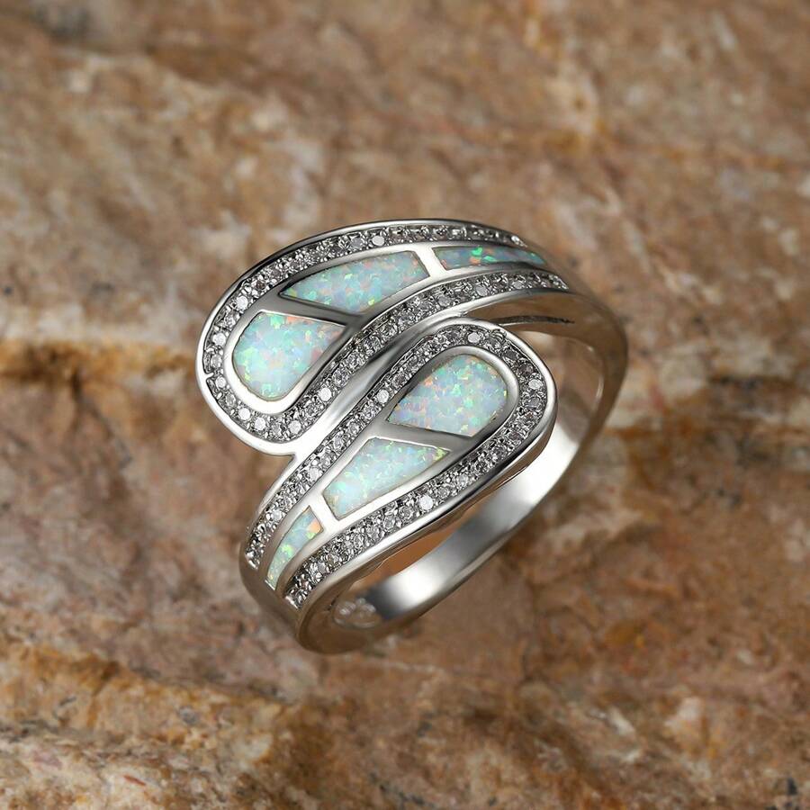 1pc White Agate Ring For Women - Bohemian Vintage Style Women's Wedding Engagement Jewelry