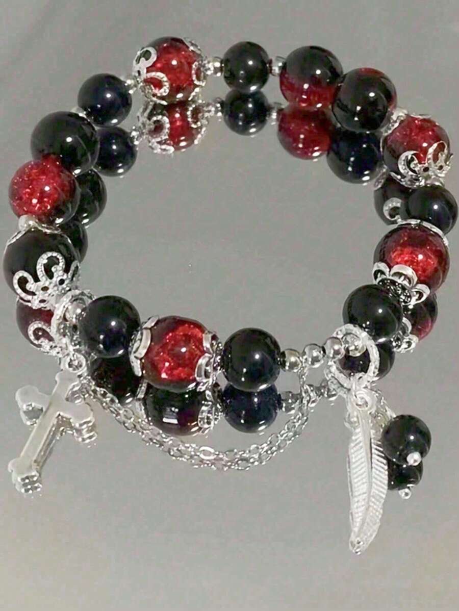 1 Stück Kreuz Feder Diamant Schmetterling Opal Armband, Aquamarin Armband Frauen, Grauer Mondlicht Natürlicher Kristall Armband, vielseitiges Temperament Handschmuck Geschenk für Freundinnen