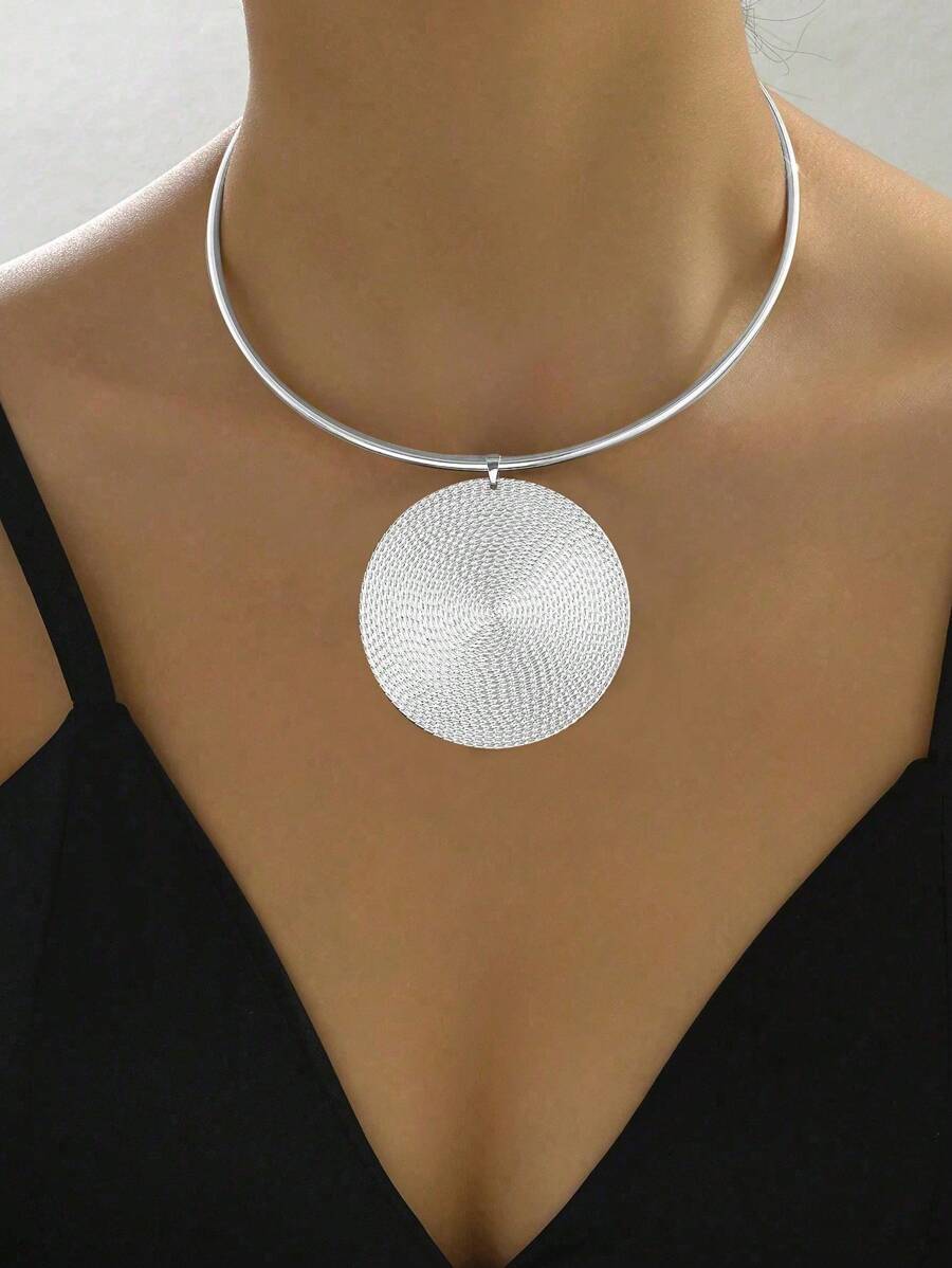 1 pieza Collar tipo gargantilla chapado en oro de moda oversize, elegante y adecuado para fiestas, uso diario, regalo especial