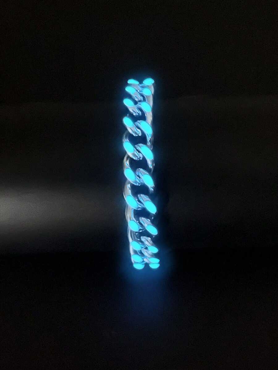 1pc Fashionable And Popular Men Luminous Men's Stainless Steel Charm Bracelet Glow In The Dark Minimalist Decoration Hip-Hop Style Birth Year For Jewelry Gift And For A Stylish Look