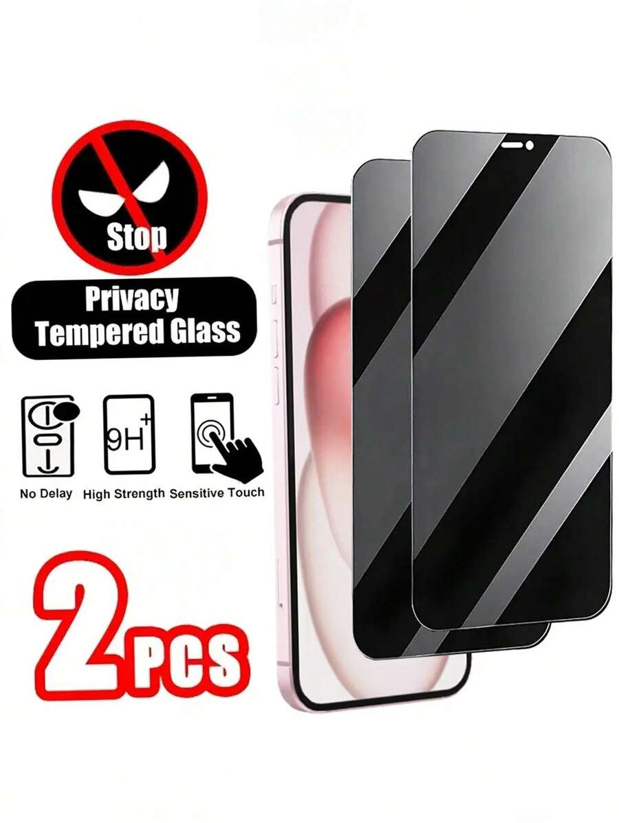 2 piezas Protector de pantalla de privacidad para iPhone 6/7/8/11/12/13/14/15/16 Pro Max, Plus y 16e - Vidrio templado 9H anti-espía, resistente a arañazos, compatible con fundas