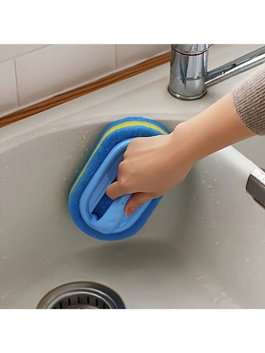 1 pièce Nettoyant pour douche | Éponge à main ergonomique, design bicolore - Brosse de nettoyage manuelle multifonctionnelle, convient pour baignoire, cuisine, salle de bain et plus - Idéal pour nettoyer les carrelages, les marmites, les taches, les accessoires de salle de bain