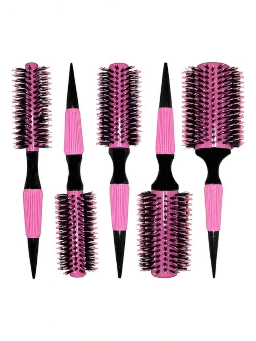 Escova De Cabelo Térmica Rosa Cerdas De Javali Mista Madeira