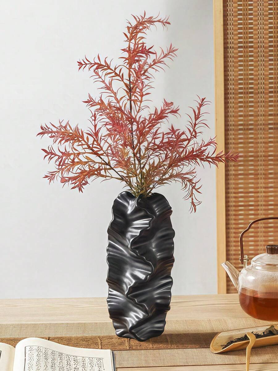 1pc White Ceramic Vase Flower Vase For Pampas Grass, Modern Large Coral Vase For Home Decor, Nordic Boho Vase For Centerpieces, Wedding, Dinner Table, Living Room