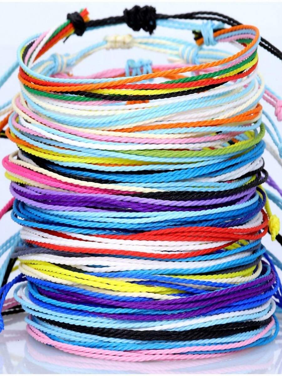 6pcs Random Color Bohemian Style Simple Beach Friendship Bracelets Set For Men & Women