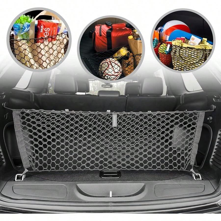 Envelope Style Trunk Mesh Cargo Net - For Grand Cherokee 2011-2025 Car Accessories - Premium Trunk Organizers And Storage - SUV Truck Cargo Nets - Vehicle Carrier Organizer For Cherokee WK