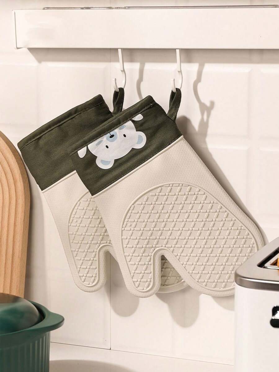 1 pieza Guantes de silicona resistentes a altas temperaturas de hasta 300°C, antideslizantes y aislantes del calor, especiales para horno de microondas, herramienta resistente al calor para agarrar en la cocina, esenciales para hornear y cocinar