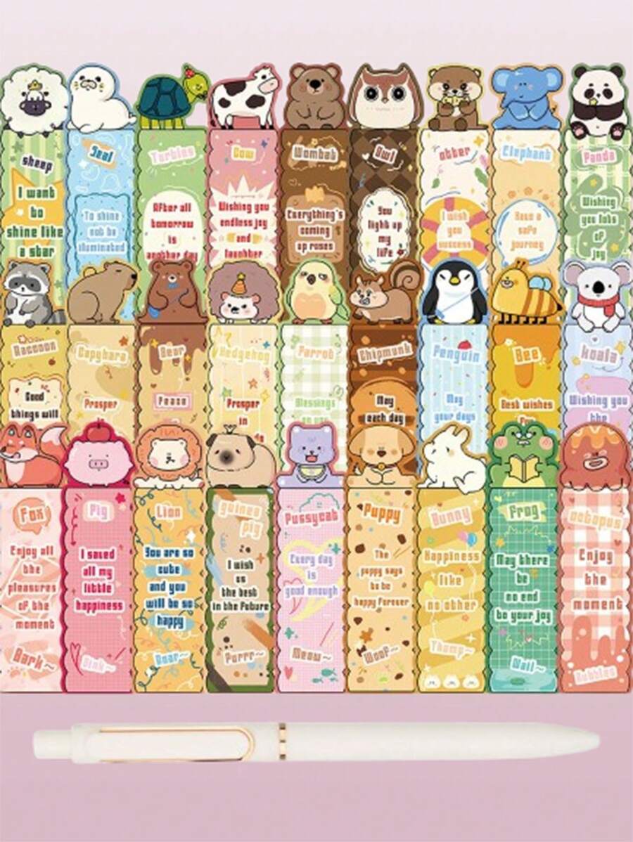 31pcs/Set Colorful Animal Themed Bookmarks, Suitable For Students, Animal Party Gifts, Teenagers Book Lovers, Minimalist & Artistic Style, Comes With Neutral Pens, Great For Classroom Gifts School Supplies,Back To School