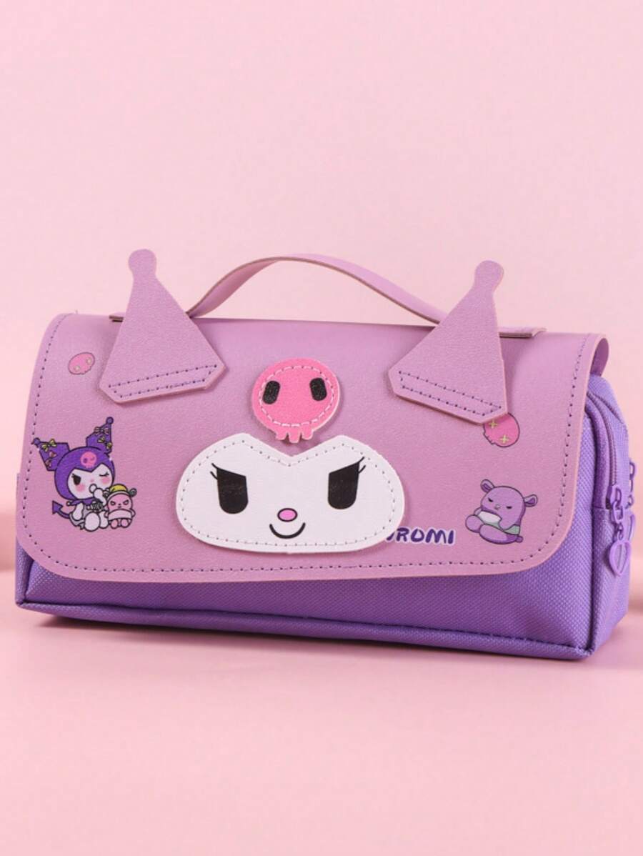 Sanrio 1pc Cute Sanrio Cartoon Characters Kuromi, My Melody, Pachapup Storage Bag, Suitable For Storing Student Stationery, Makeup, And Portable Organizer