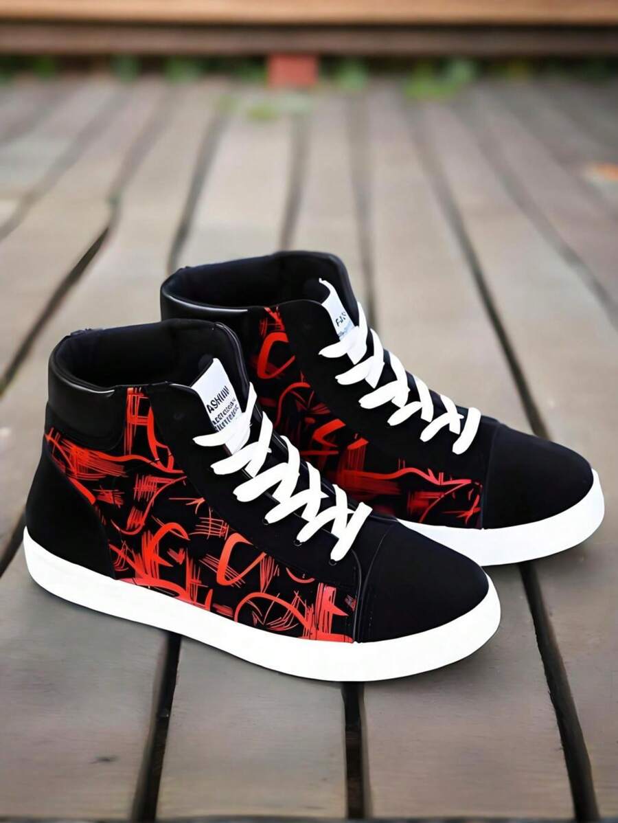 1 Pair Women's High-Top Canvas Shoes, Korean Style Student Sneakers, Casual Shoes For Teenagers, Winter