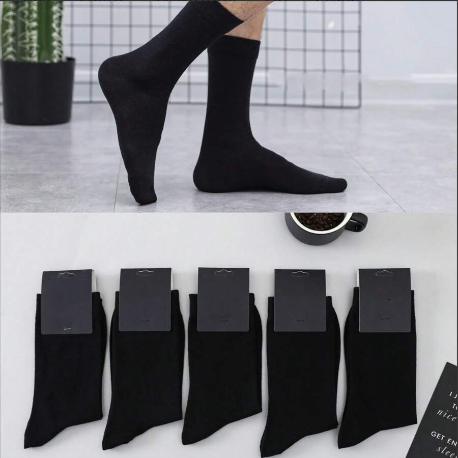Pack de 12 pares de calcetines largos negros 100% algodón – hombre – talla 40-46 – suaves y transpirables