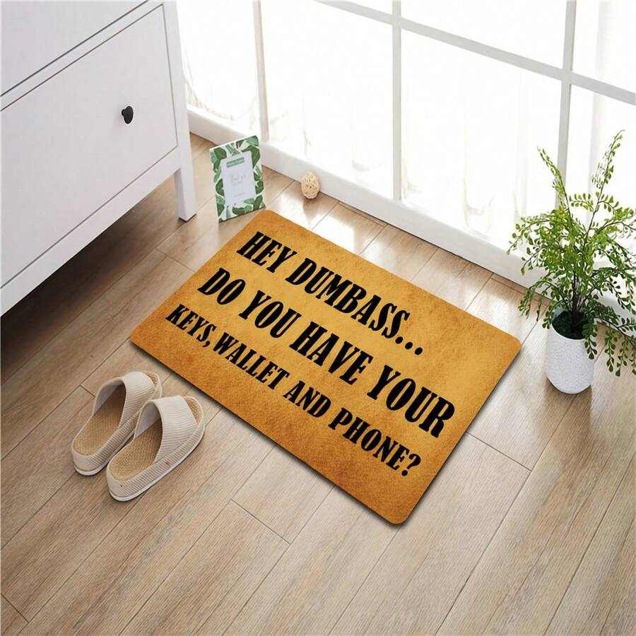 Fun Rubber Doormats - "Hey Fool, Do You Have Your Keys? Wallet? Cell Phone?" - Non-Slip Outdoor Entrance Floor Mats For Front Porch Decor, Durable, Foyer Decor | Bold Text Doormats | Non-Slip Backing, Outdoor Doormats