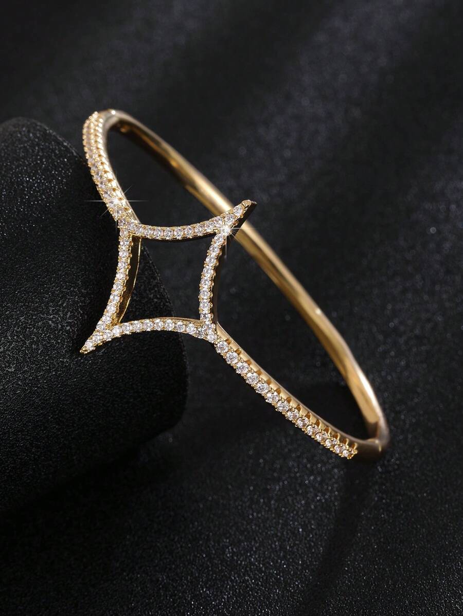 1 pulseira feminina luxuosa, minimalista e requintada, com design de estrela de quatro pontas e pequenos diamantes, adequada como presente de aniversário e feriado para esposa, família, amigos, amante, mãe, para uso diário, festa e festival