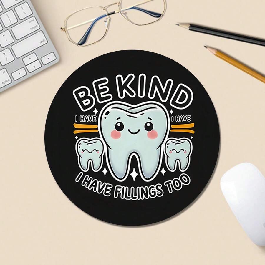 Mouse Pad Redondo com Base de Borracha Antiderrapante, Mouse Pad Engraçado Adequado para Computador Sem Fio, Laptop de Escritório, Decoração de Escritório Doméstico, Presente de Suprimentos de Escritório Fofos para Mulheres e Meninas