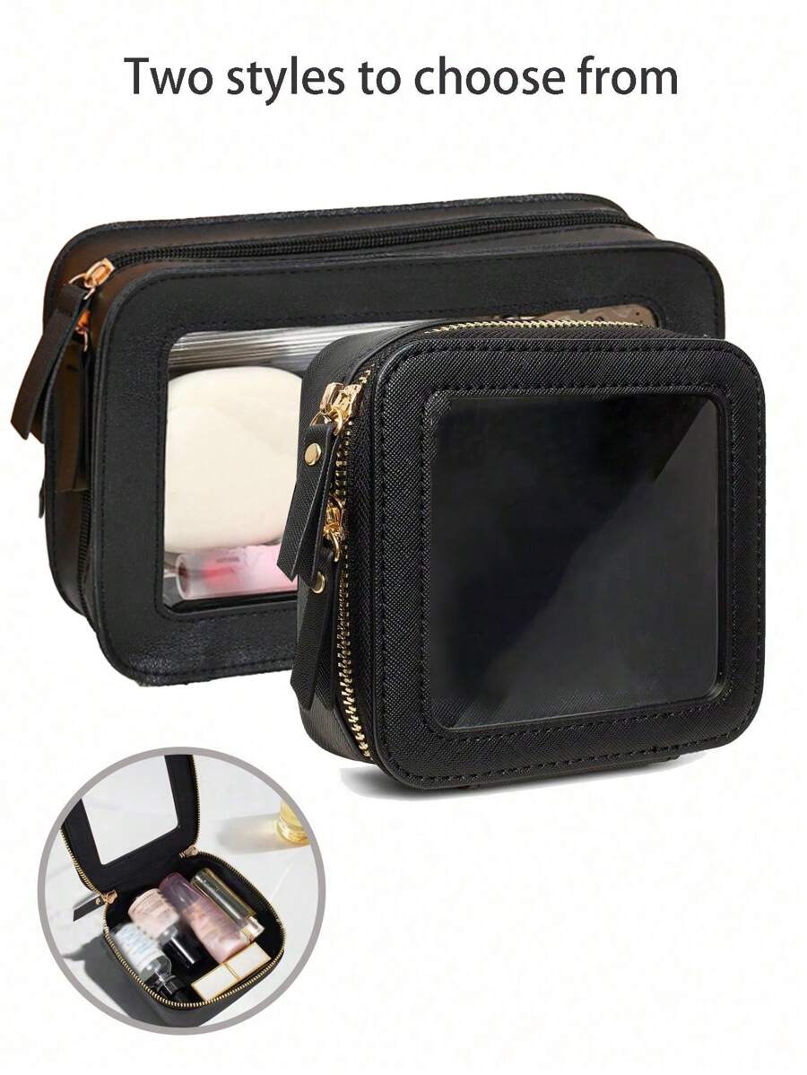 Clear Small Cosmetic Bag For Purse Clear Mini Makeup Bag For School Cute Clear Make Up Pouch For Travel Tiny Leather White Make Up Organizer Case For Backpack Toiletry Bag Waterproof Square Pouch With Zipper, Pencil Case, Lipstick Pack Bag Makeup Bags
