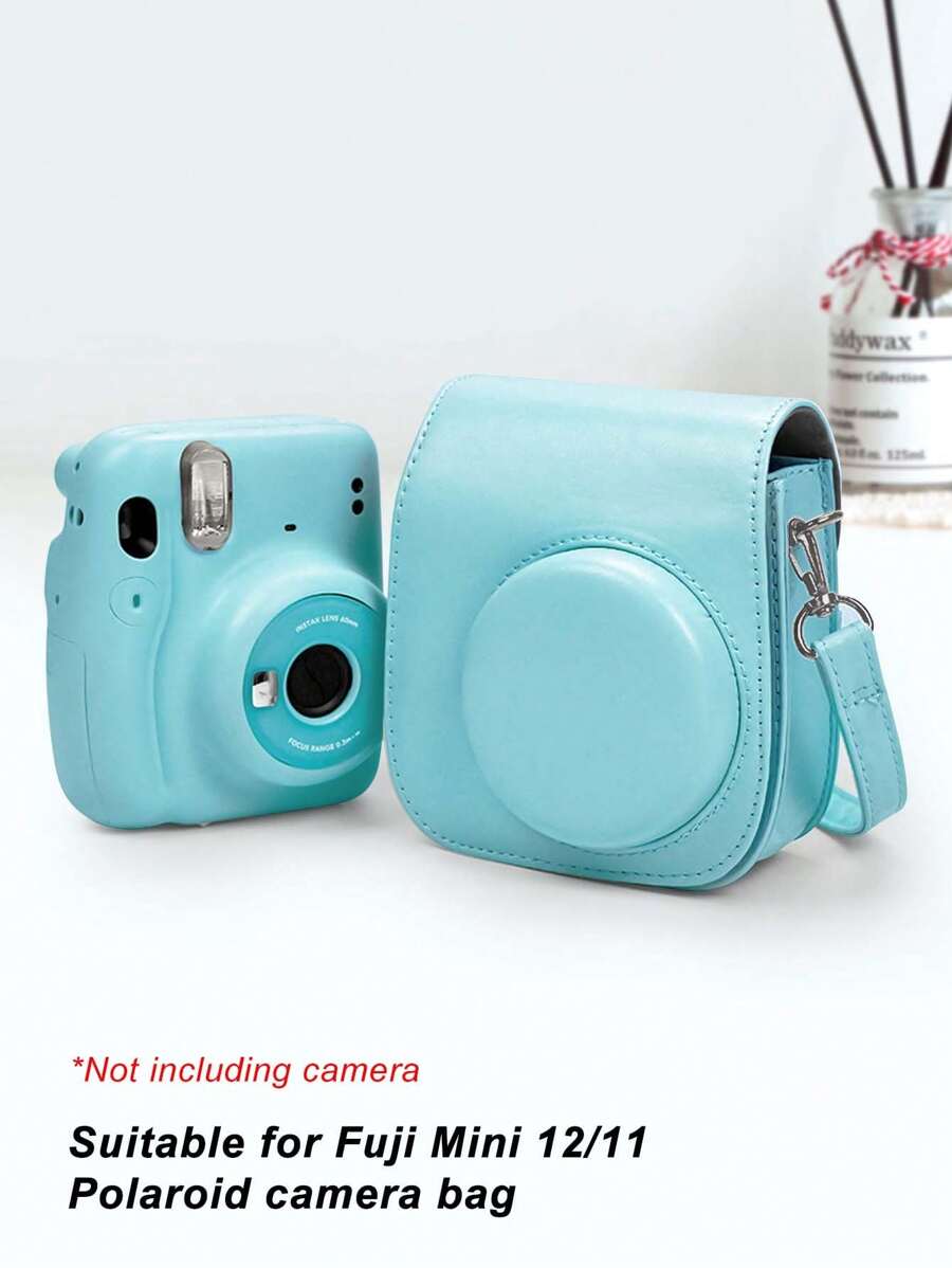 Suitable For Mini 12/11 Solid Color Camera Bag Protective Cover PU Photography Bag Camera Case Storage Bag With Shoulder Strap