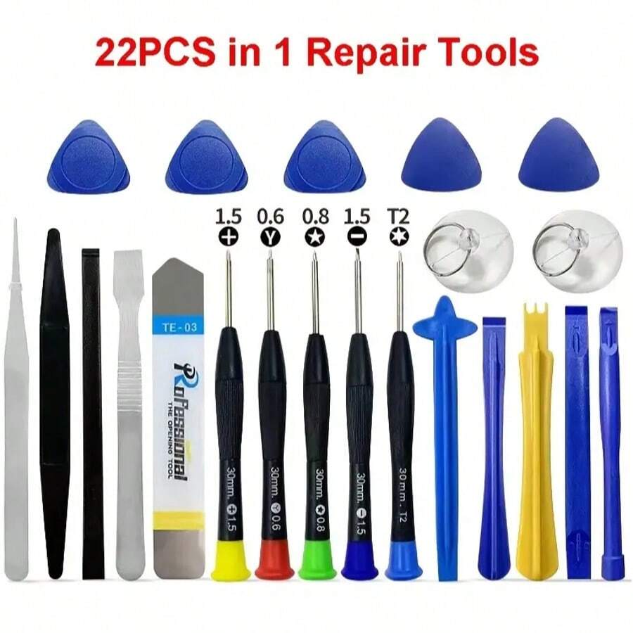 Kit de herramientas multifuncional 22-en-1 para desensamblar, juego de destornilladores para reparación de smartphone, iPad, computadora portátil, herramienta de mano