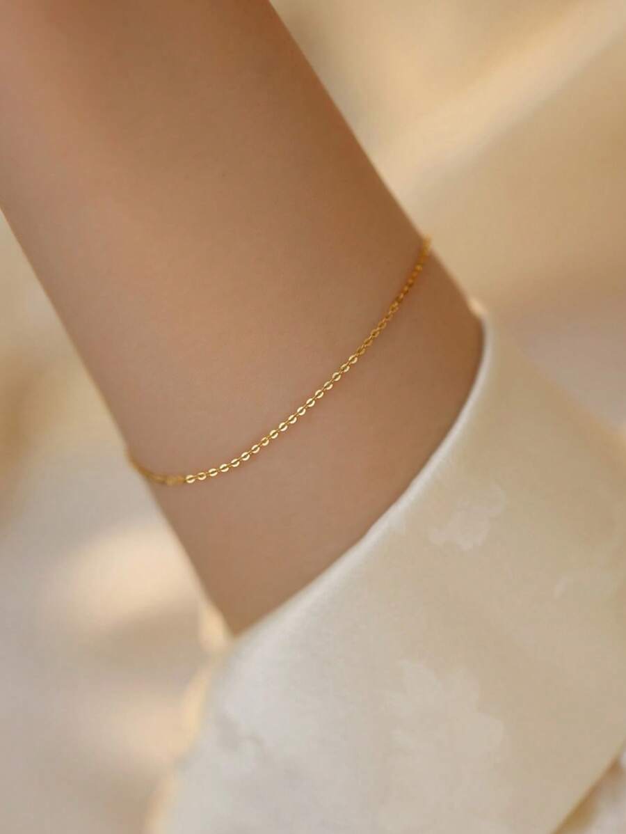 Tkool 1 pieza Brazalete de cadena cruzada plana de acero inoxidable de moda para mujer, adecuado para el uso diario de las damas