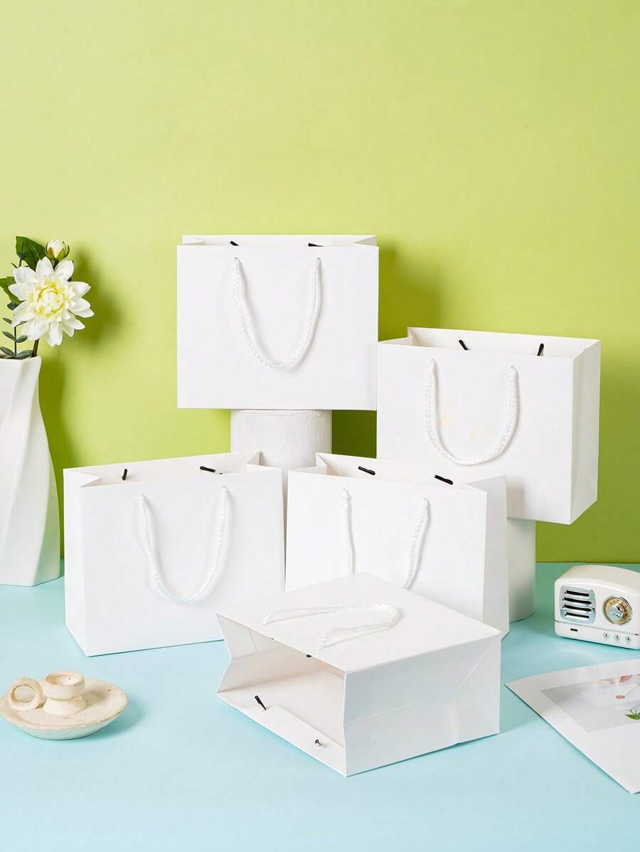5 Stücke/10 Stücke/Anzug Tasche, Geschenktüte mit Marmoroptik, Geburtstagsgeschenktasche, Feiertags Kraftpapier Außenverpackung Tasche, vertikale weiße Kraftpapier Papiertasche, Party Zubehör hochwertige farbige Geschenkverpackungstasche für Kosmetik, Schmuck, Halsketten, Ringe
