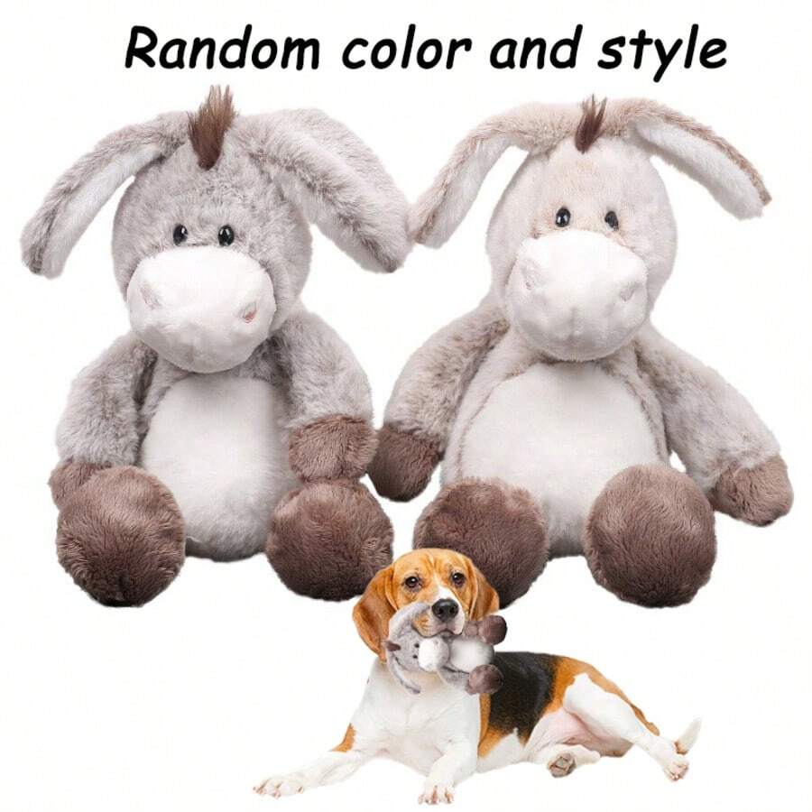 1pc Cute Cartoon Donkey Plush Doll, Random Color, Companion For Dogs To Sleep With, Allowing Dogs To Self-Exercise, Suitable For Small And Medium Breed Dog Toys