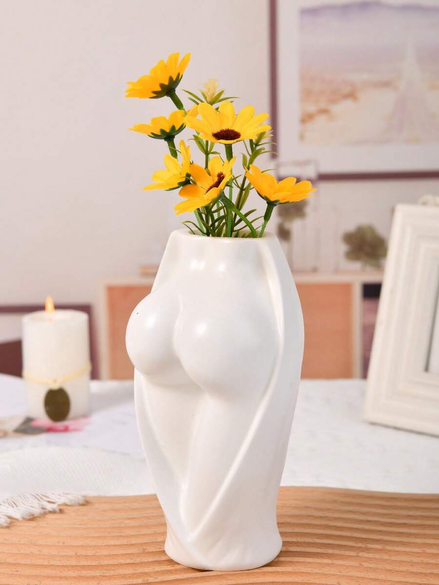1pc White Vase, Suitable For Home Decor, Bedroom Decor, Office And Students, Storage, Wedding Decor, House Decor, Jewelry Organizer, Party Decorations, The Best Gift