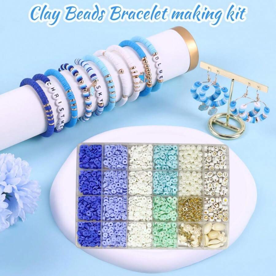 1 Box 24/10 Compartments Clay Beads, Friendship Couple DIY Bracelet Jewelry, Faux Pearl, Polymer Clay, Turtle, Letter, Starfish, Seashell, Ocean Themed, Suitable As Cute Valentine's Day, Everyday Decorative Gifts