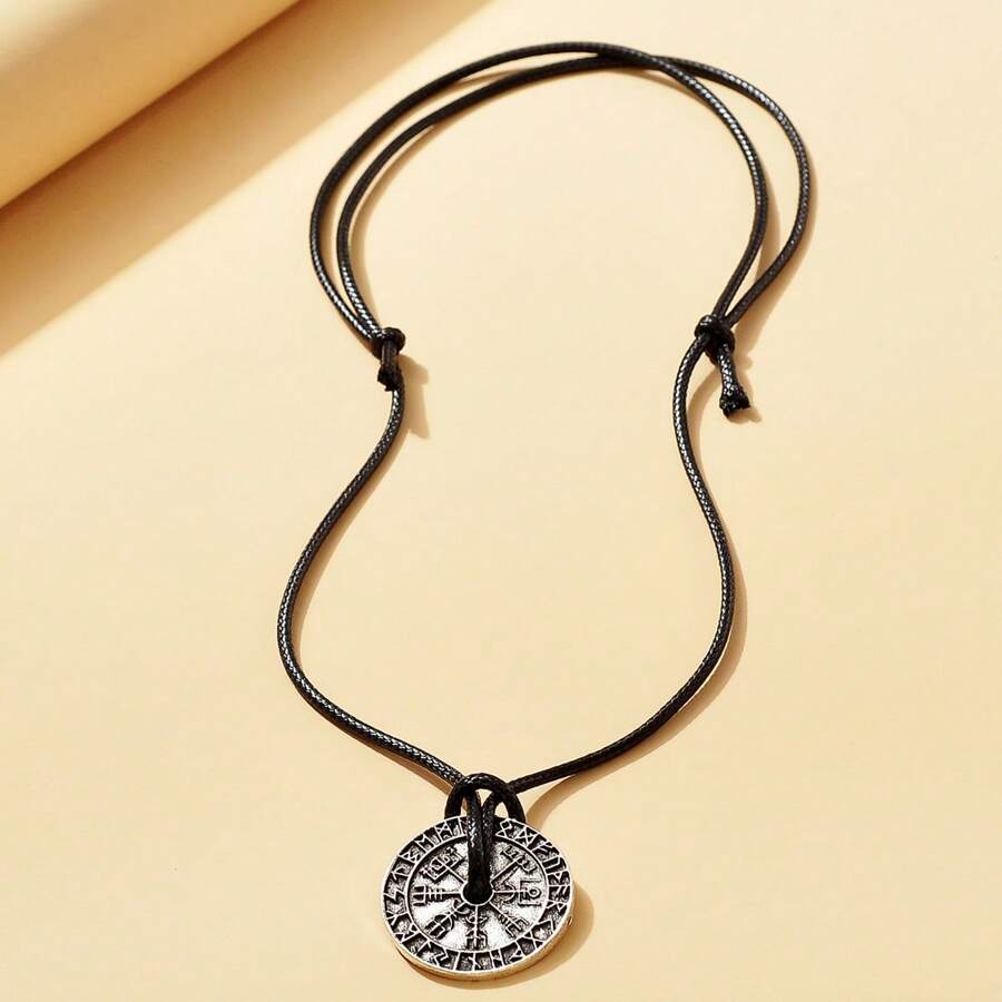 1 pieza Collar colgante con símbolo rúnico hueco de estilo vikingo nórdico, colgante vikingo