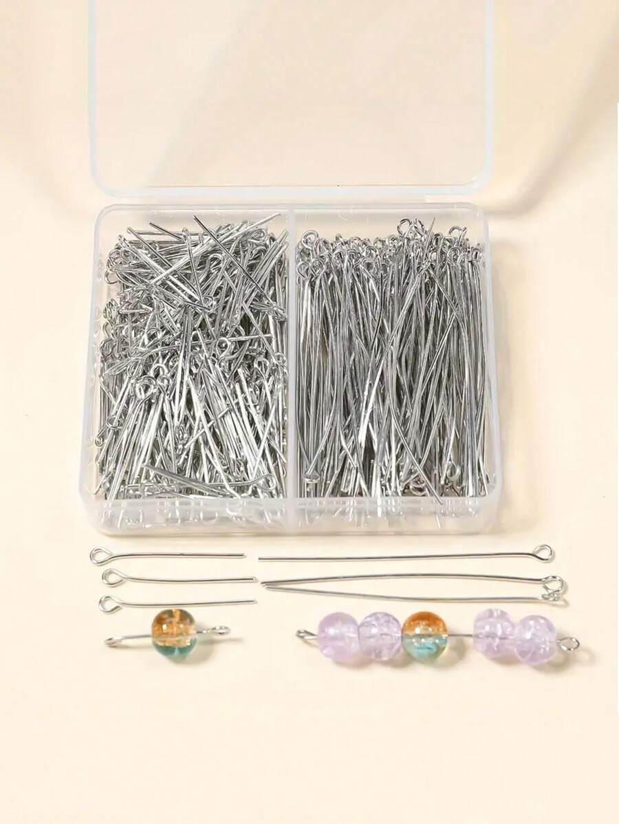 300/200/100 Pieces Of Nine-Character Pin (Box/Bag) Jewelry Accessories Nine-Character Pin Beading Needle 24MM-50MM Bendable Nine-Character Pin DIY Bracelet Necklace Earring Accessories Handmade Jewelry Accessories Pendant Accessories Bead String Material - Silver