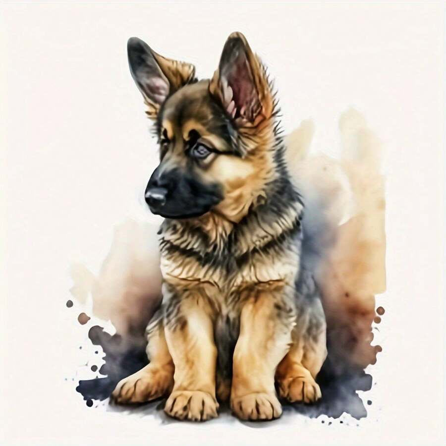 1pc 5D Diamond Painting Kit, 30*30cm/11.8*11.8in Or 40*40cm/15.7*15.7in, German Shepherd Pattern, Suitable For Adult Beginners DIY Mosaic Diamond Art, Full Diamond Handmade DIY Diamond Painting For Living Room, Bedroom, Office Wall Decor, Gift For Family And Friends