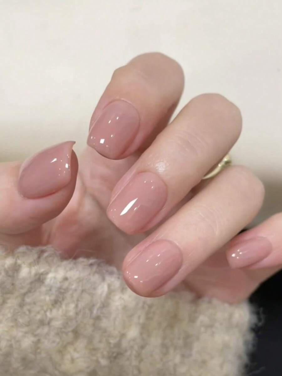 10 piezas de uñas postizas hechas a mano: set de uñas falsas cuadradas cortas de color albaricoque, glamurízate instantáneamente. Incluye 1 pieza de gel de gelatina y 1 lima de uñas