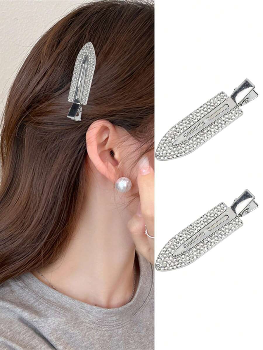 2 pezzi di mollette per capelli con rinoceronti in metallo e glitter, versatili, eleganti, per frangia laterale, adatte per uso quotidiano e da festa, mollette a forma di papera, mollette per capelli