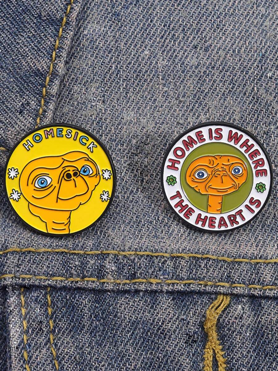 1/2 piezas Broche con diseño de alienígena geométrico gracioso y feo, accesorio metálico para ropa, decoración versátil