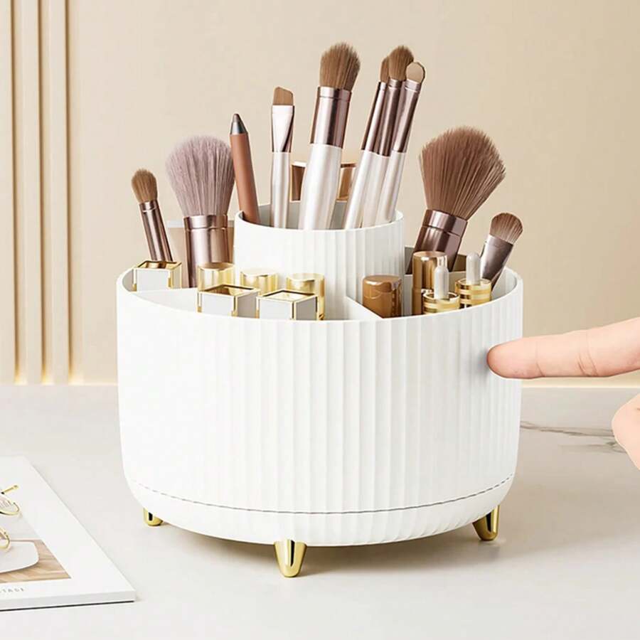 360 Rotating Makeup Desktop Cosmetic Storage Box Organizer Large Capacity For Bathroom Portable Lipstick Makeup Brush Pen Holder