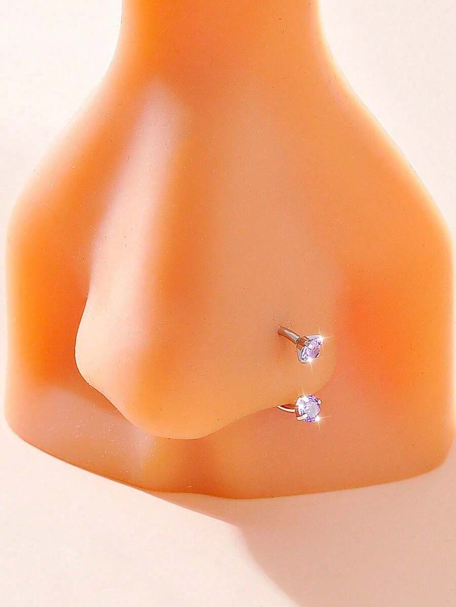 HEI DIAO 1 Stück minimalistischer personalisierter Charm Nasen-Piercing Ring aus Edelstahl mit gemischten Zirkonia-Kristallen, 1,0 mm, geeignet für Paar, Feiertage, Partys und den täglichen Gebrauch