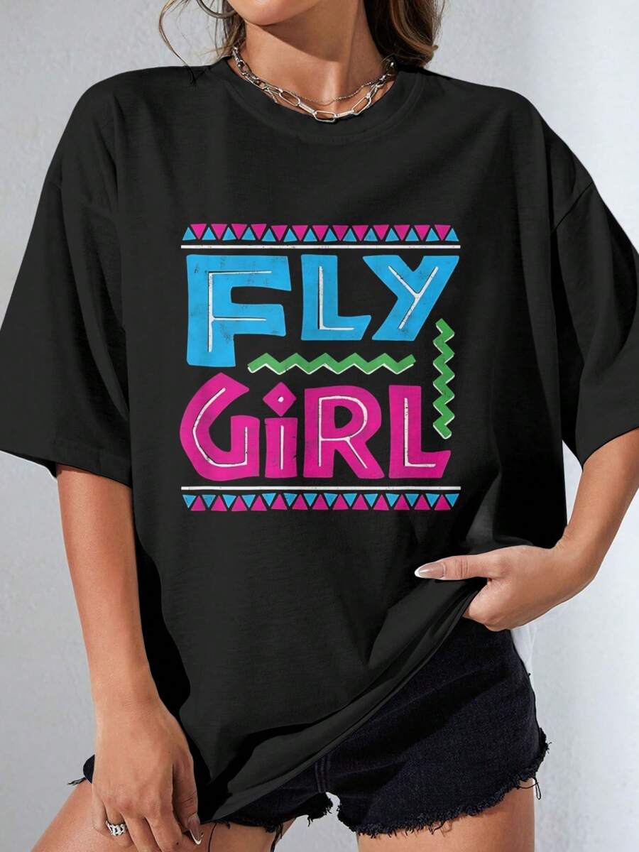 EWH EWHFly Girl 80s 90s Old School Distressed B-Girl Hip Hop T-Shirt