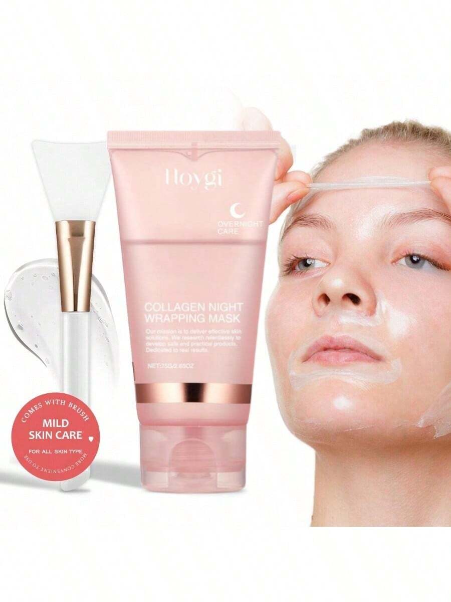 Máscara de Sono Enroladora de Colágeno da Noite, Máscara Facial de Gel Profundamente Hidratante, Máscara Facial Hidratante