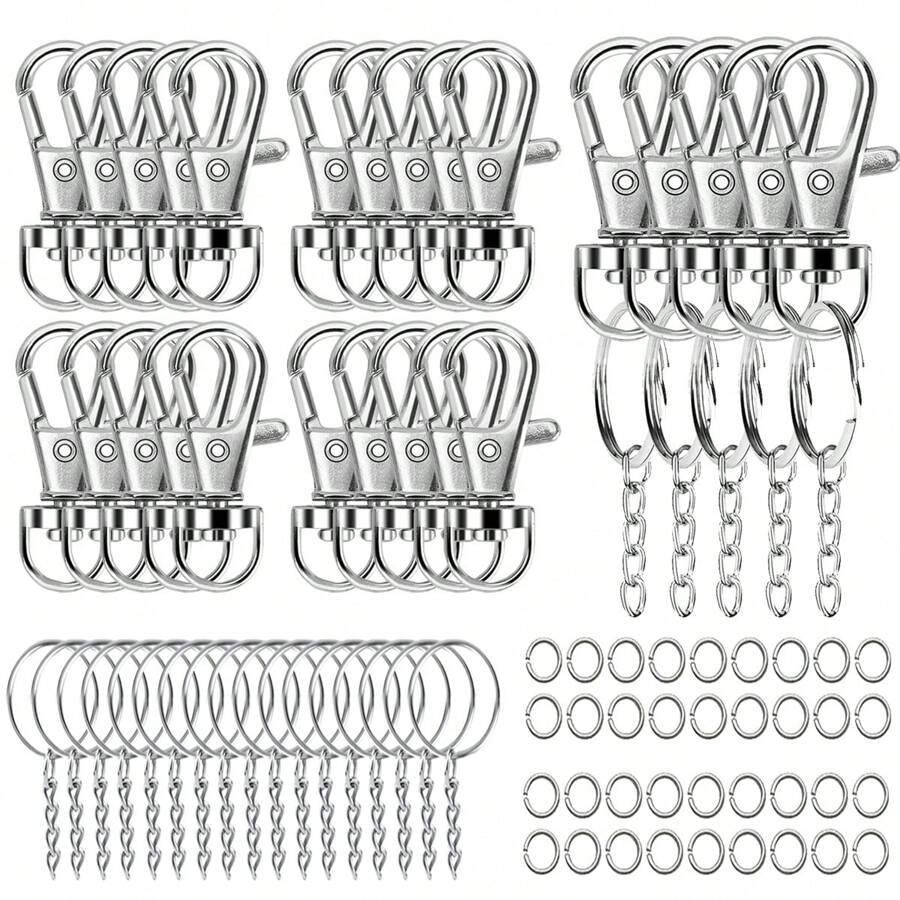 30 piezas Ganchos giratorios de Navidad, anillos divididos y anillos de salto a granel, accesorios para hacer llaveros, suministros de artesanía para hacer llaveros de metal DIY