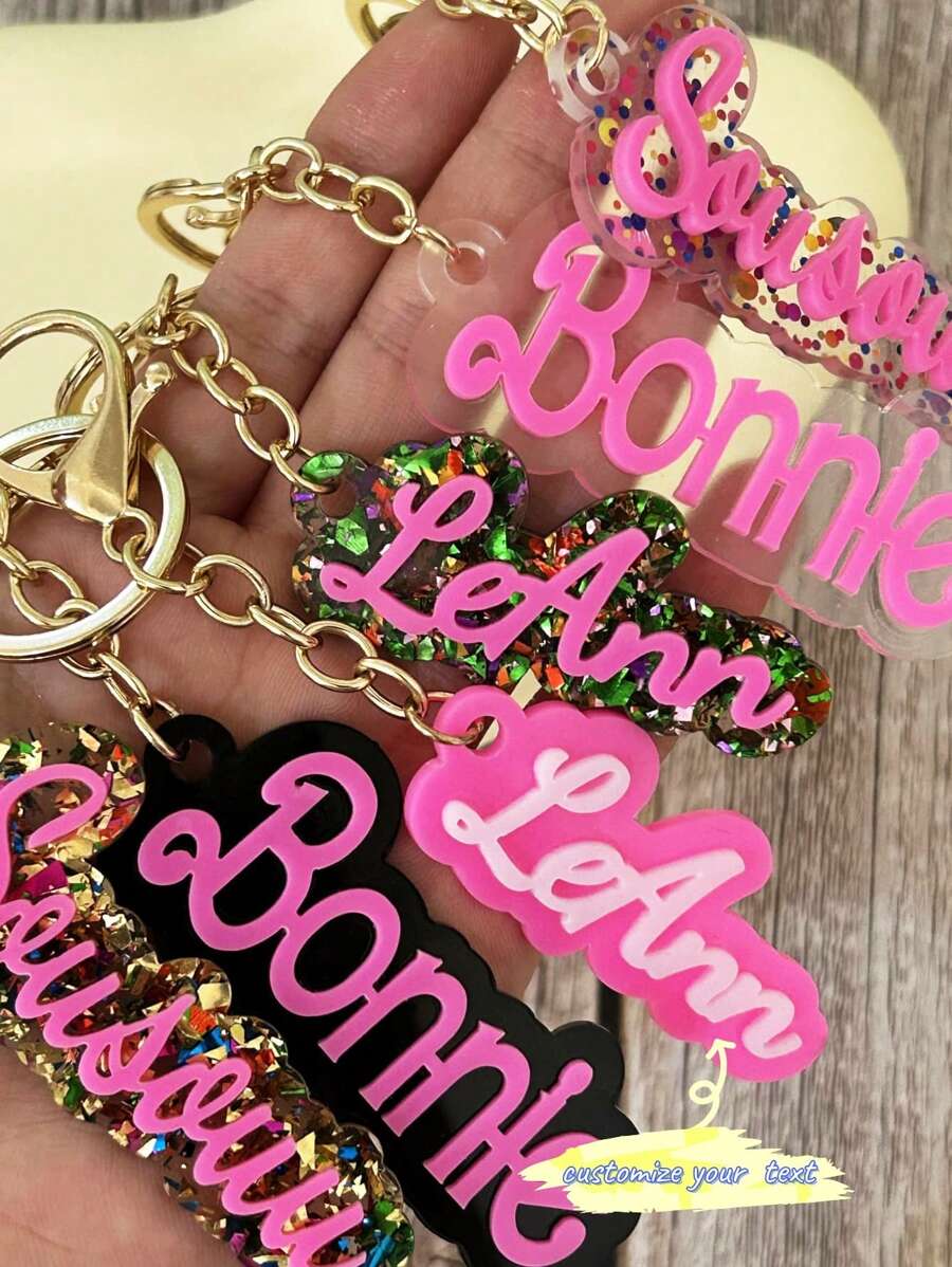 1 Custom Acrylic Keychain - 3D Name/Letter, Colorful Shiny Letter, Valentine's Day Gift, Backpack Tag, Women's Fashion Accessories Durable Glitter Key Chain, Cute Keychain Ornament, Glitter Effect, Bright Letter Customization, Personalization, Unique