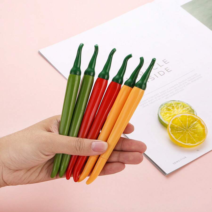 20pcs/10pcs Creative Realistic Chili Pepper Shaped Gel Ink Pens | Cute Red, Green, Yellow Design, Smooth Writing, Ideal For Office, Coworker Gifts, Company Events School Supplies,Back To School