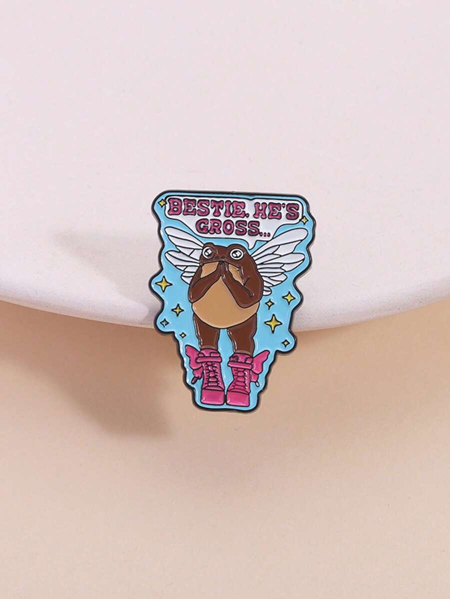 Insignia de rana ángel de "mejor amigo", diseño de rana con alas voladoras y ojos llorosos, es asqueroso... Regalo humorístico para mejores amigas y amantes de los anfibios