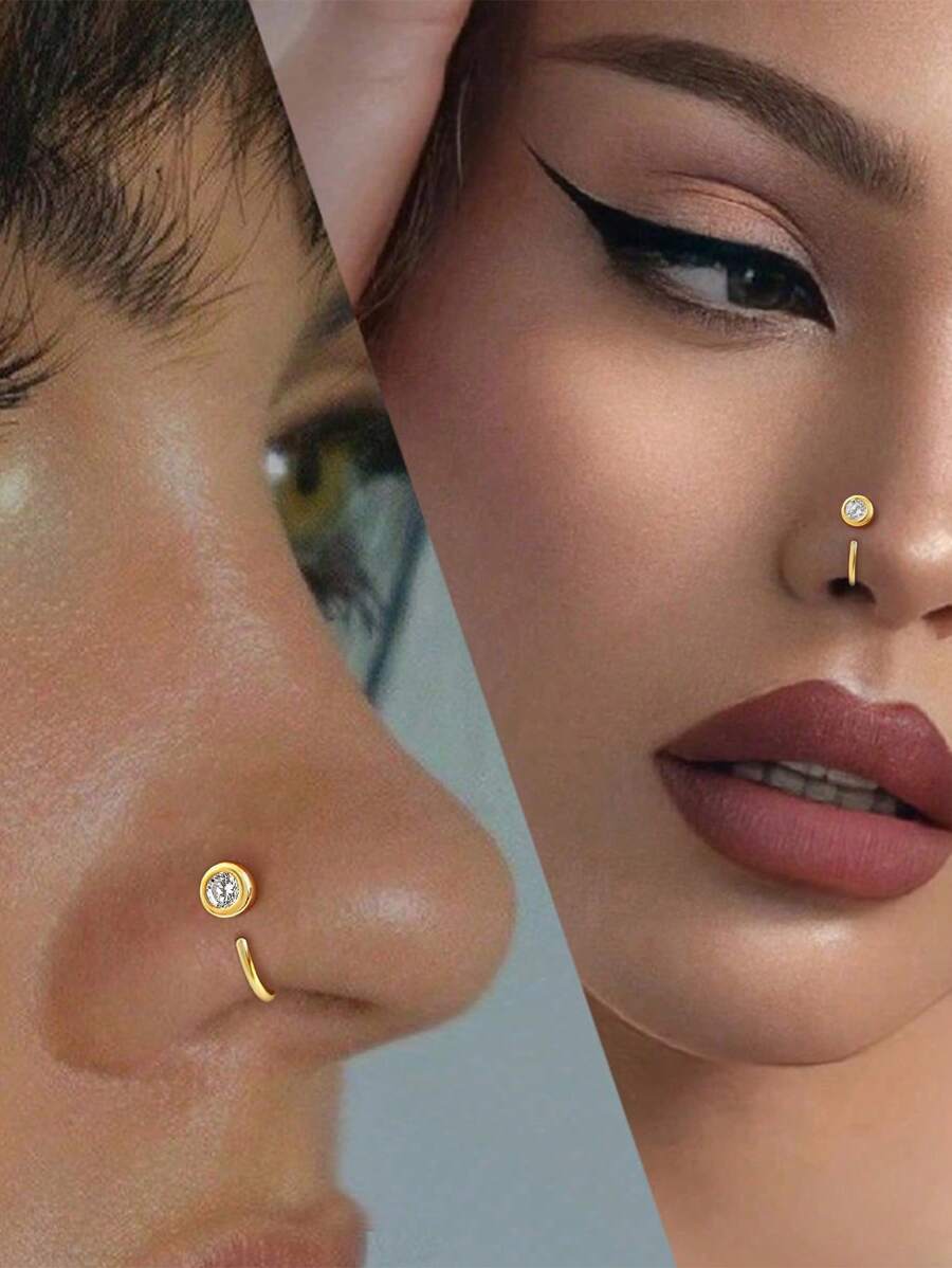 Esberry 1pc Twelve Constellation Nose Stud Ladies 925 Sterling Silver Exquisite Ladies Jewelry Gift