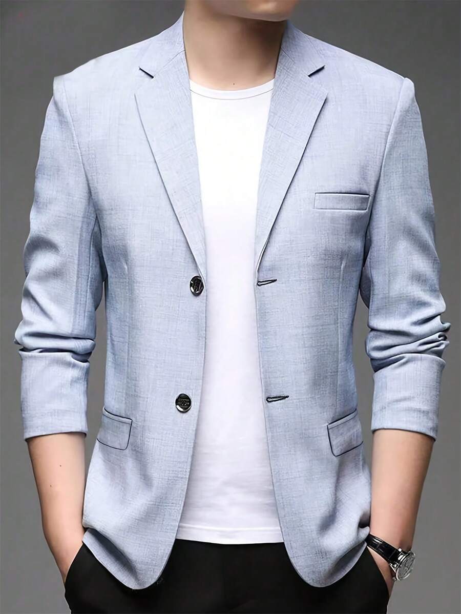 Chaqueta de traje azul claro para hombre, diseño minimalista y elegante, blazer formal casual de negocios