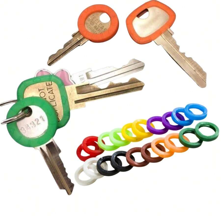 10/20/30pcs Key Caps Covers Tags Flexible Key Marking Key Labels Key Case Plastic Key Rings Key Caps For Easy Identification Door Keys Backpack For School
