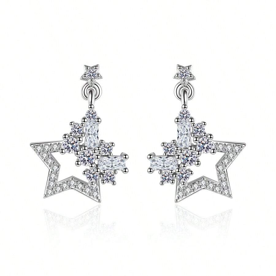 Orecchini in argento sterling 925, orecchini a perno con stella in zirconia cubica alla moda, delicati per uso quotidiano, regalo di compleanno